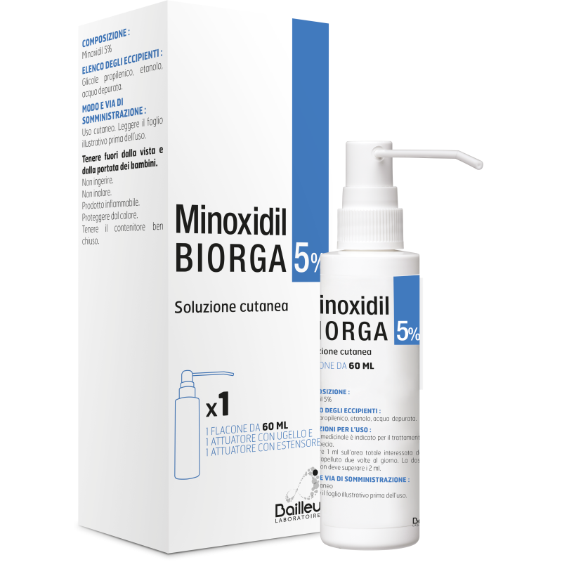 Minoxidil biorga (laboratoires bailleul) soluz cutanea 60 ml5%