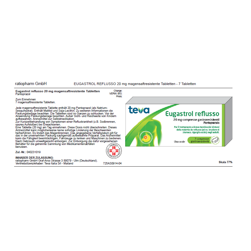 Eugastrol reflusso 7 compresse gastrores 20 mg Eugastrol reflusso 7 compresse gastrores 20 mg