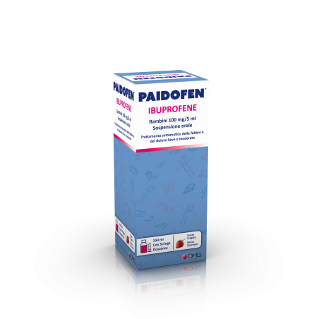 Paidofen orale sosp 150 ml 100 mg/5 ml gusto fragola senza zucchero Paidofen orale sosp 150 ml 100 mg/5 ml gusto fragola senza zucchero