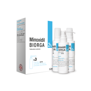 Minoxidil biorga (laboratoires bailleul) soluz cutanea 3 flaconi 60 ml 2%
