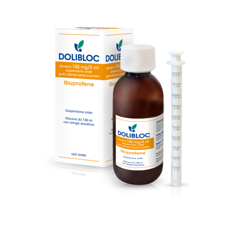 Dolibloc bb orale sosp 150 ml 100 mg/5 ml senza zucchero gusto arancia