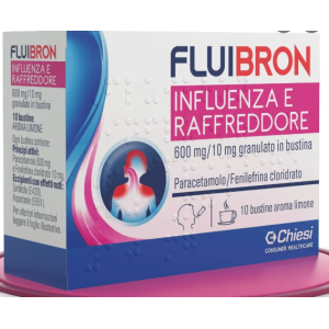 Fluibron influenza e raffreddore orale grat 10 bustine 600 mg +10 mg