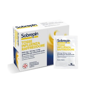 Sobrepin tosse influenza raffreddore orale 10 buste 650 mg +20 mg + 4 mg
