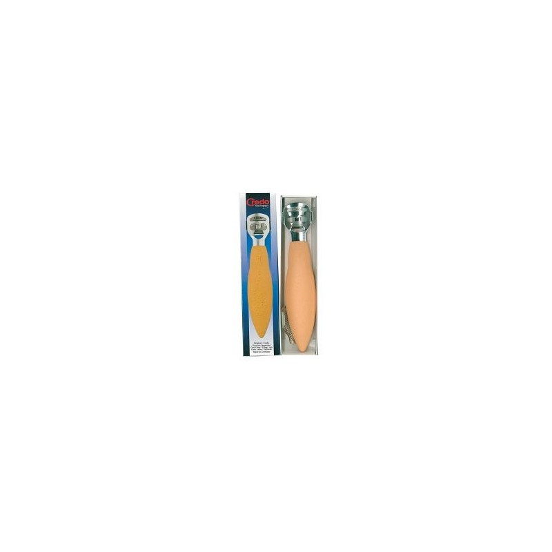 Credo tagliacalli cromato con clip raspa colore albicocca Credo tagliacalli cromato con clip raspa colore albicocca
