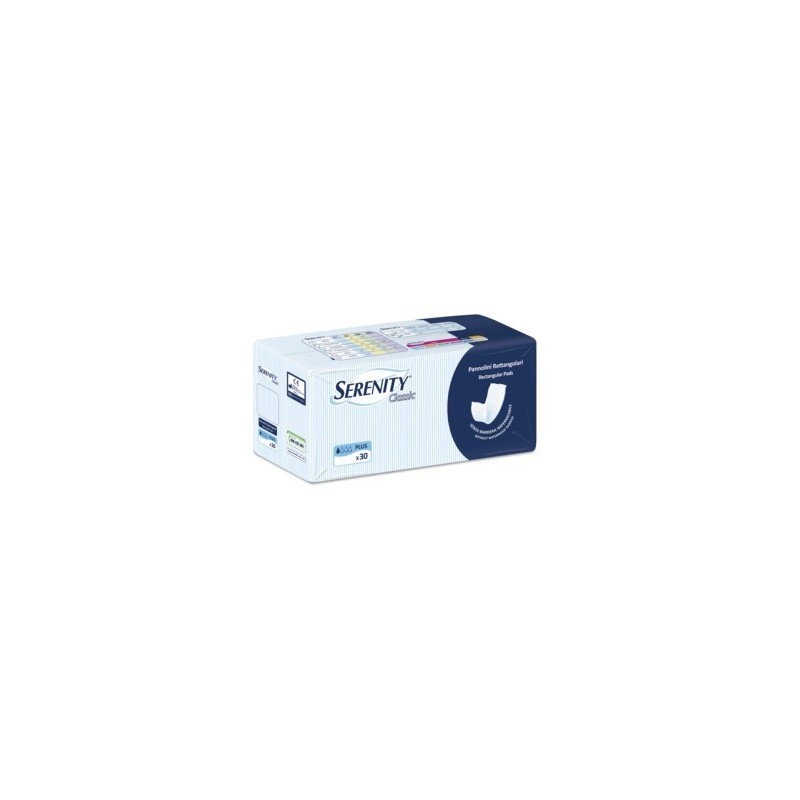 Pannolone per incontinenza formato rettangolare senza barriera serenity 30 pezzi Pannolone per incontinenza formato rettangolare senza barriera serenity 30 pezzi