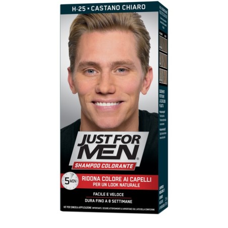 Just for men shampoo colorante h25 castano chiaro attivatorechiaro 38,5 ml + base colore 27,5 ml