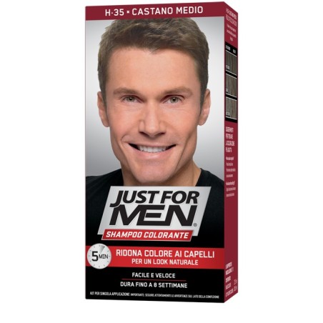 Just for men shampoo colorante h35 castano medio attivatorechiaro 38,5 ml + base colore 27,5 ml