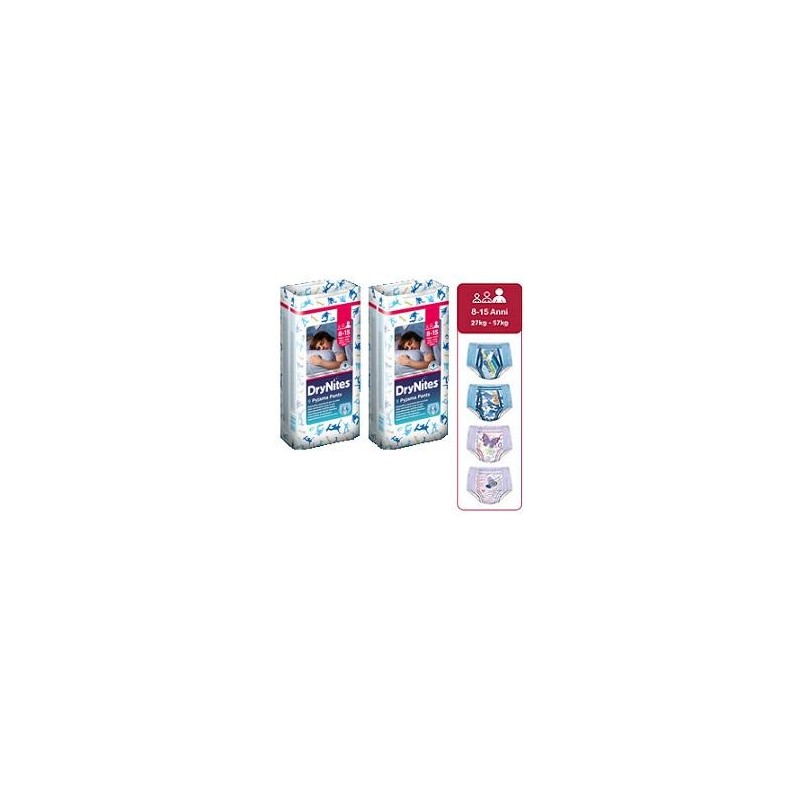 Pannolino huggies drynites 8/15 anni girl l 27/57kg 9 pezzi