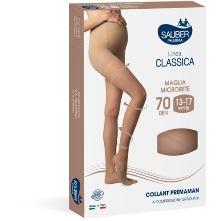 Sauber collant 70 denari premaman maglia microrete neutro beige 3 linea classica
