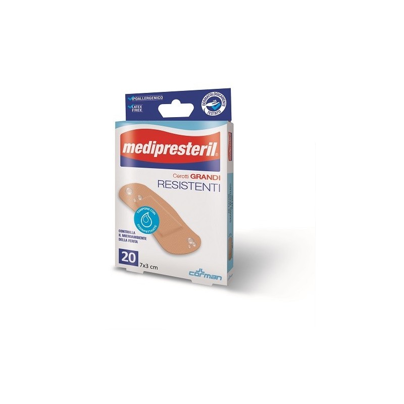 Cerotto grande medipresteril resistente 7x3cm 20 pezzi