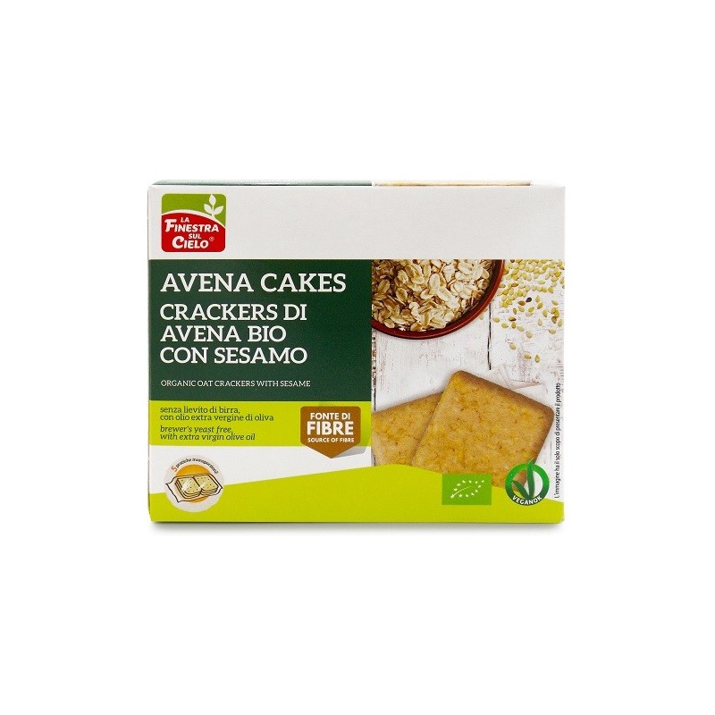 Avenacakes crackers di avena con sesamo bio vegan senza lievito di birra con olio extravergine di oliva 250 g