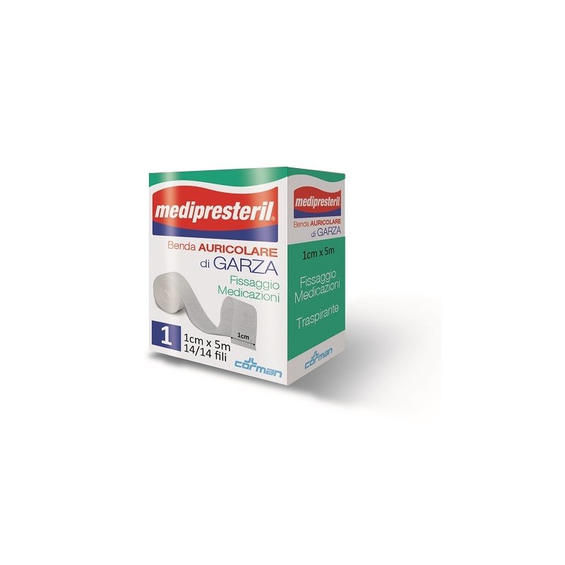 Benda auricolare garza medipresteril 12/8 fu m5x1cm 14/14 fili