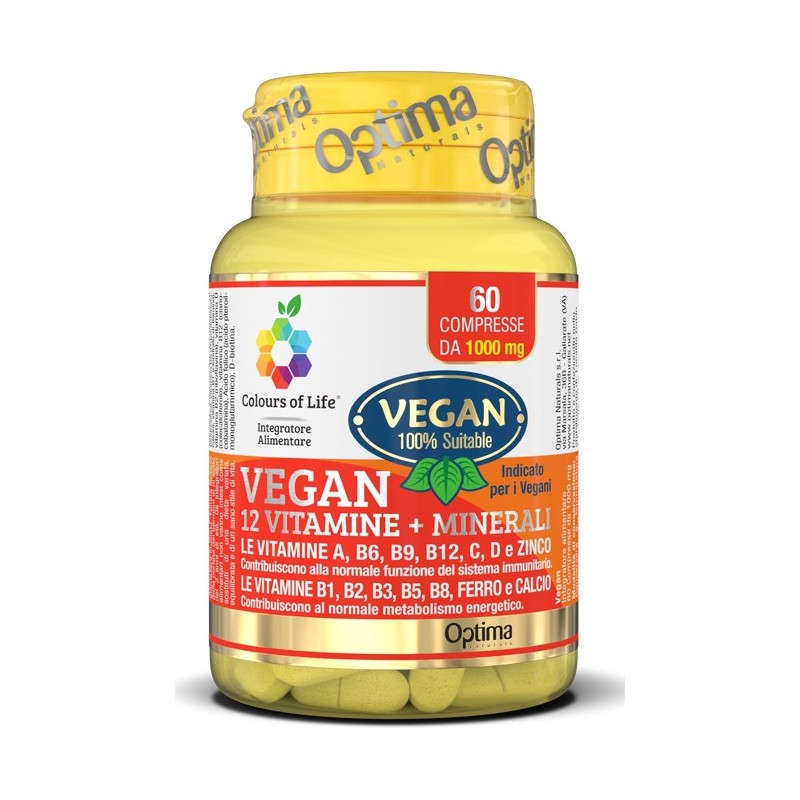 Colours of life vegan 12 vitamine + 3 minerali 60 compresse