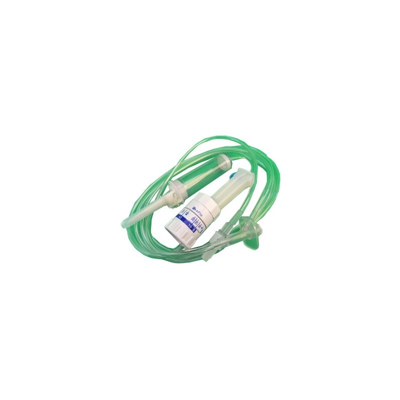 Deflussore con regolatore di flusso a gravita' con perforatore 5/250ml