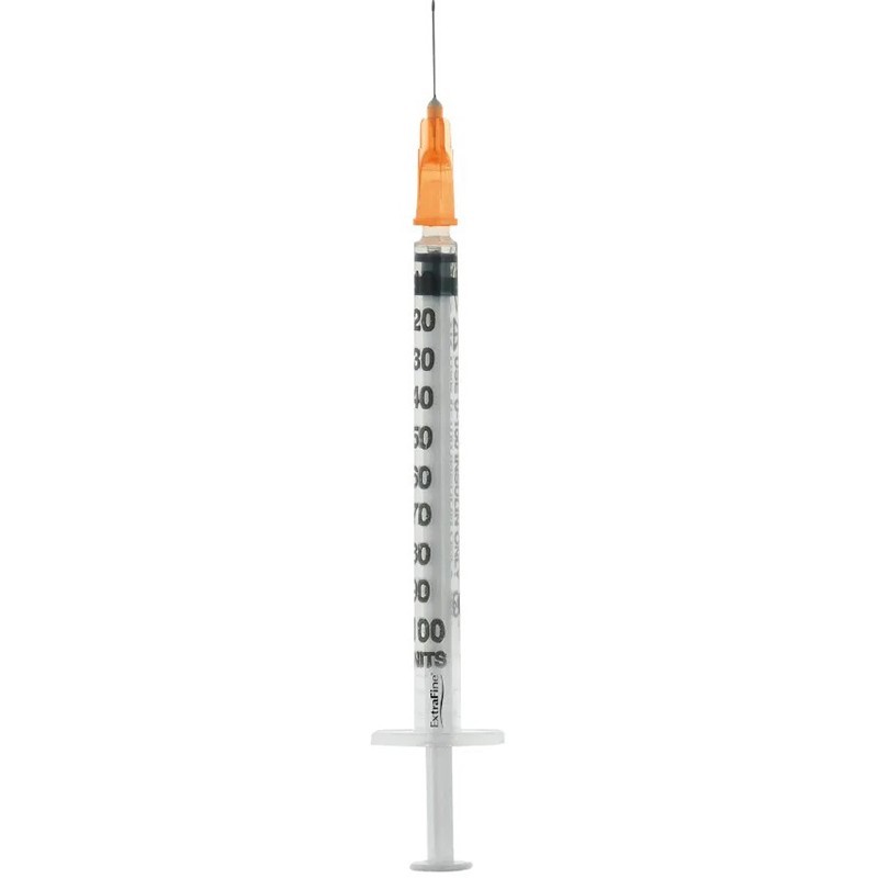 Siringa per insulina extrafine 1ml 100 ui ago removibile 25gauge 0,5x16 mm 1 pezzo