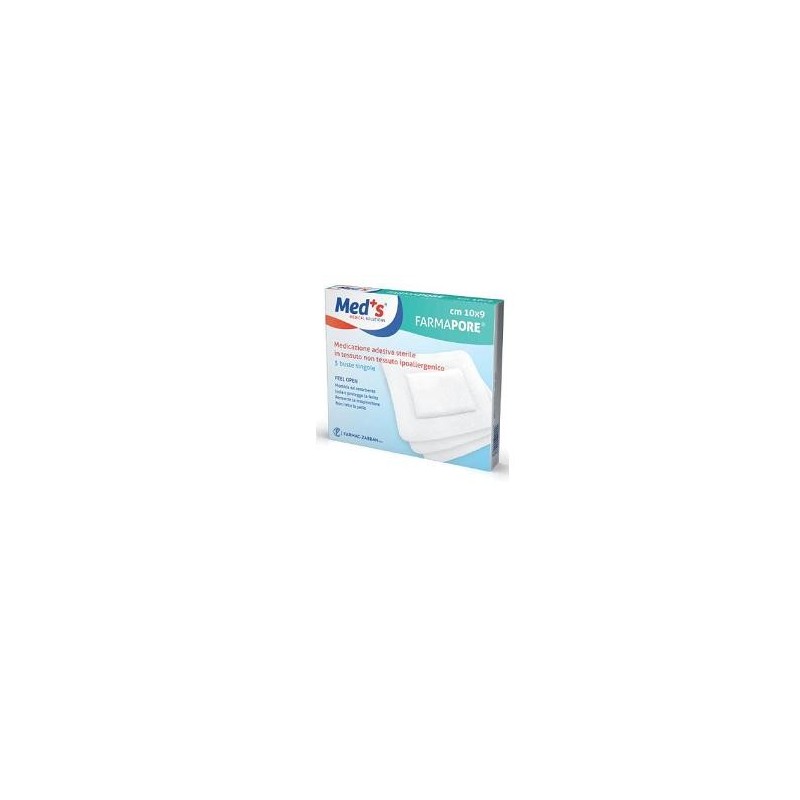 Cerotto meds farmapore sterile con tampone di garza centralee bordi adesivi 6x9 cm 5 pezzi