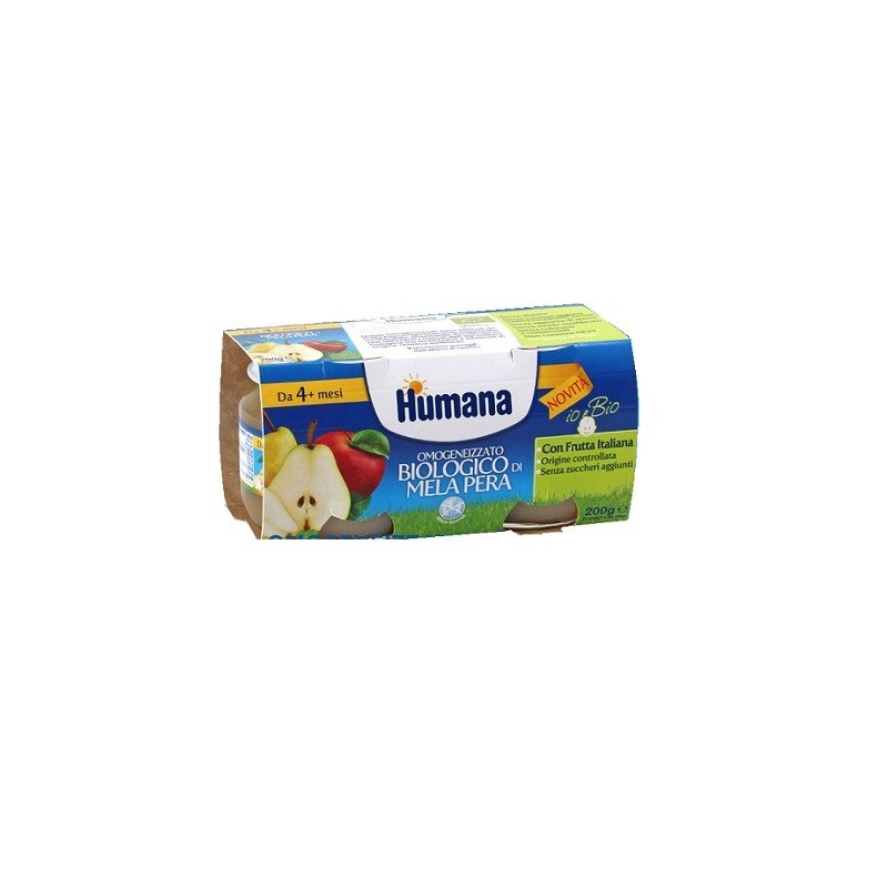 Humana omogeneizzato mela/pera bio 2 vasetti 100 g