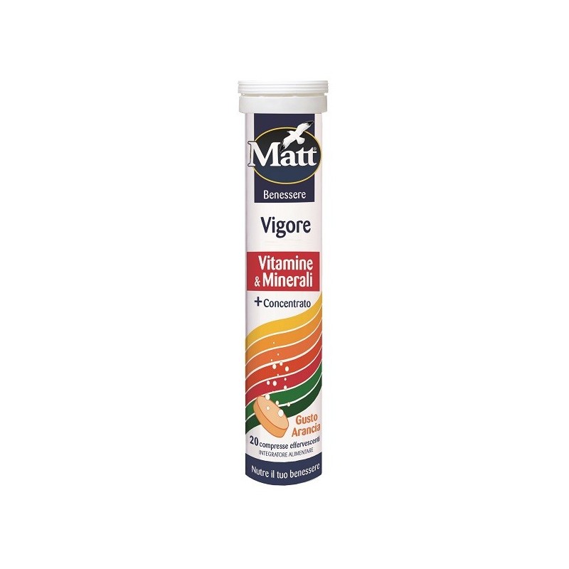 Matt benessere vigore vitamine & minerali 20 compresse effervescenti gusto arancia