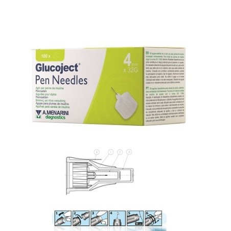 Ago per penna da insulina glucoject lunghezza 4 mm gauge 32100 pezzi