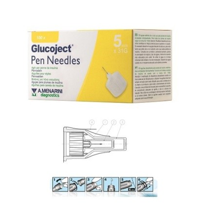 Ago per penna da insulina glucoject lunghezza 5 mm gauge 31100 pezzi