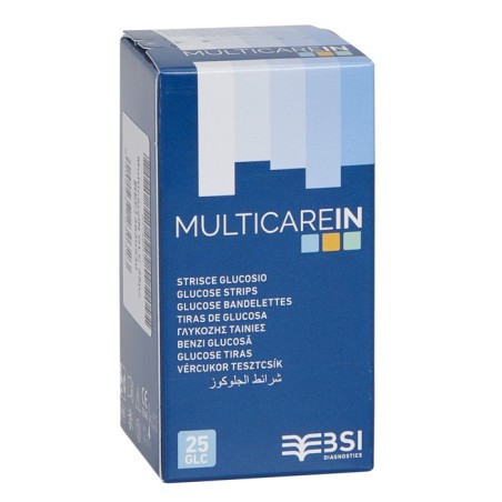 Strisce misurazione glicemia multicare in glucosio elettrodo25 pezzi