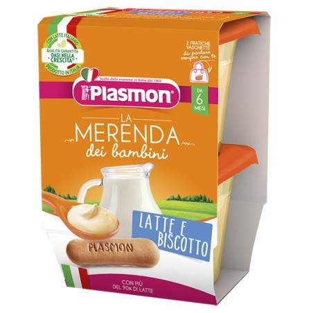 Plasmon la merenda dei bambini merende latte biscotto asettico 2 x 120 g