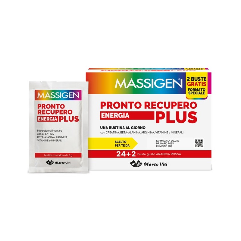 Massigen pronto recupero energia plus 24 bustine + 2 bustine