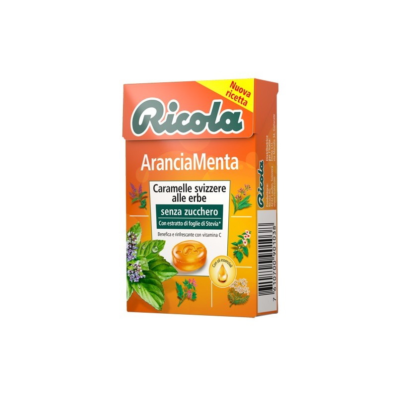 Ricola arancia menta senza zucchero 50 g