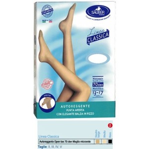Sauber autoreggente open toe maglia microrete 70 den coloreneutro beige taglia 5 linea classica