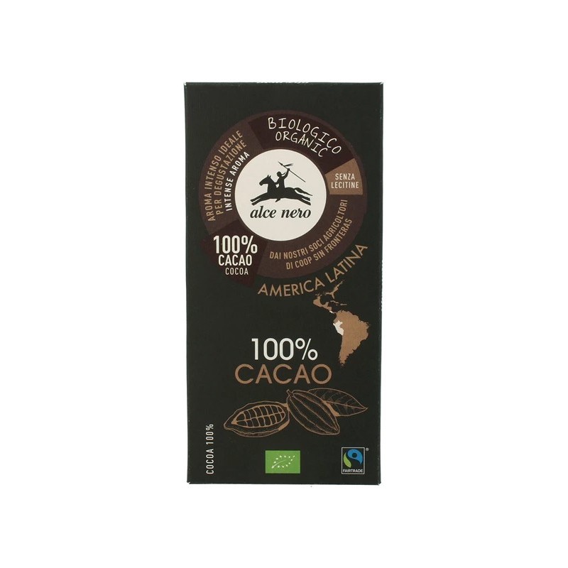 Tavoletta cioccolato extrafondente bio 100% cacao 50 g