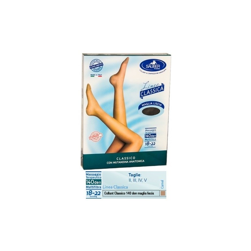 Sauber classico collant 140 denari maglia liscia camel 5