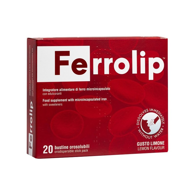 Ferrolip 20 bustine orosolubili gusto limone Ferrolip 20 bustine orosolubili gusto limone