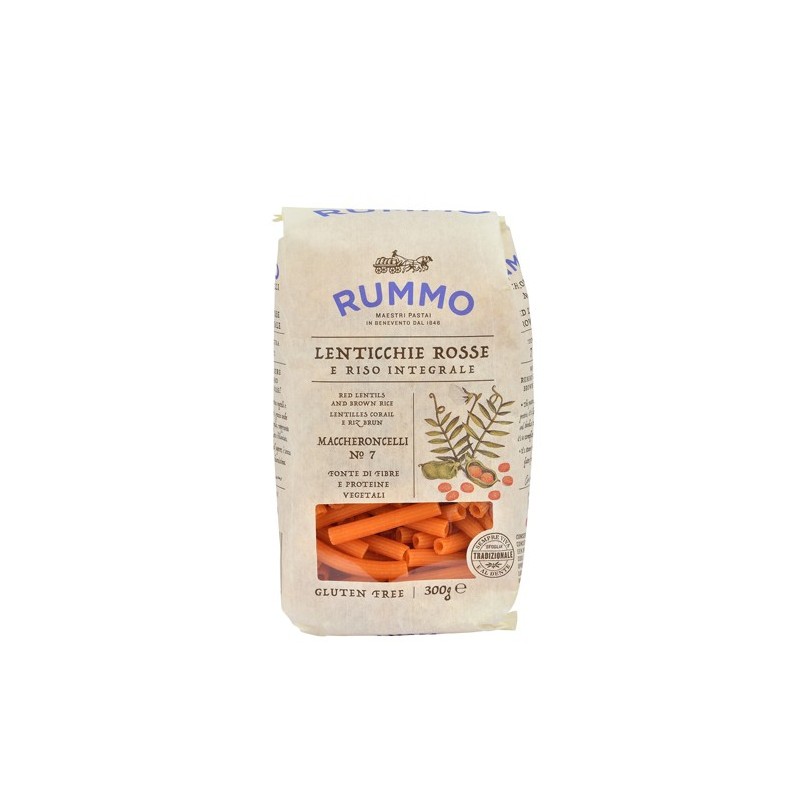 Rummo maccheroncelli n 7 lenticchie rosse e riso integrale 300 g Rummo maccheroncelli n 7 lenticchie rosse e riso integrale 300 g