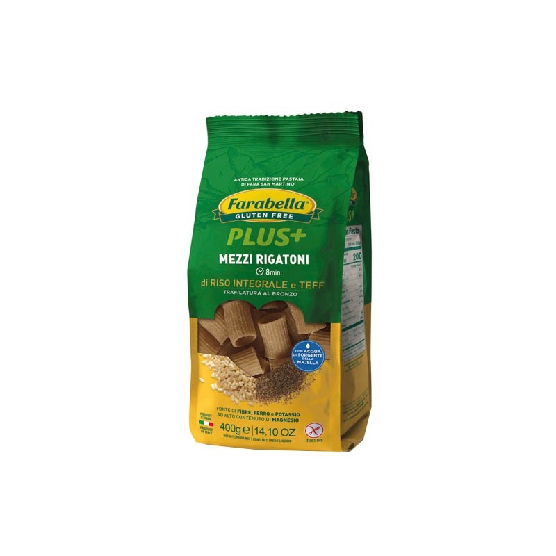 Farabella mezzi rigatoni riso integrale teff 400 g Farabella mezzi rigatoni riso integrale teff 400 g