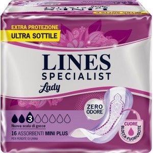 Assorbenti per incontinenza lines specialist lady mini plus16 pezzi
