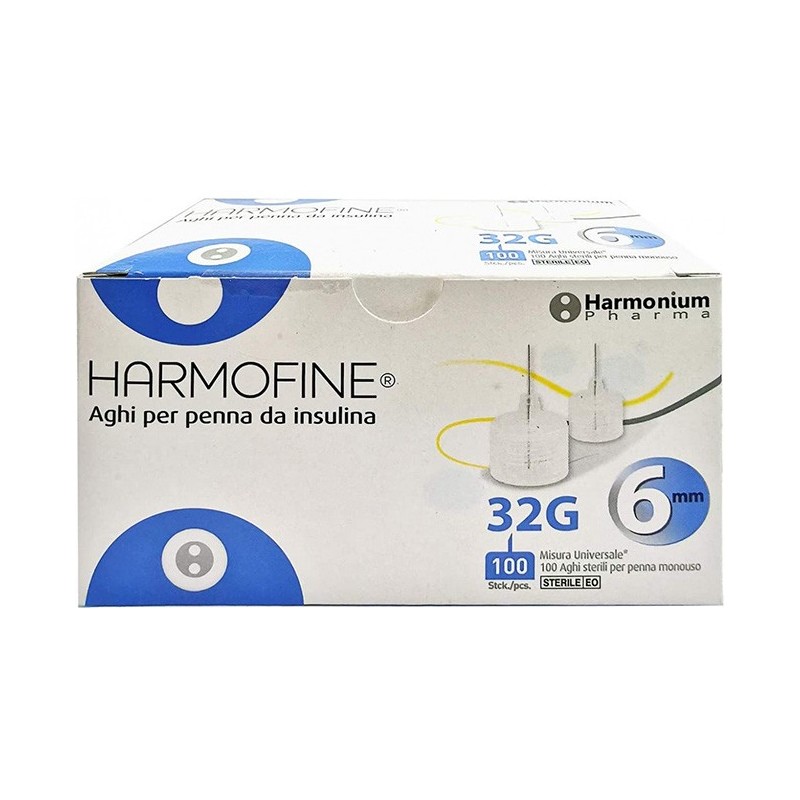 Ago harmofine penna da insulina gauge 32 6mm 100 pezzi Ago harmofine penna da insulina gauge 32 6mm 100 pezzi