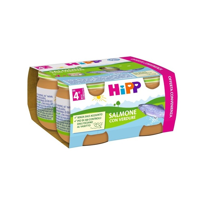 Hipp omogeneizzato salmone/verdure 4x80 g