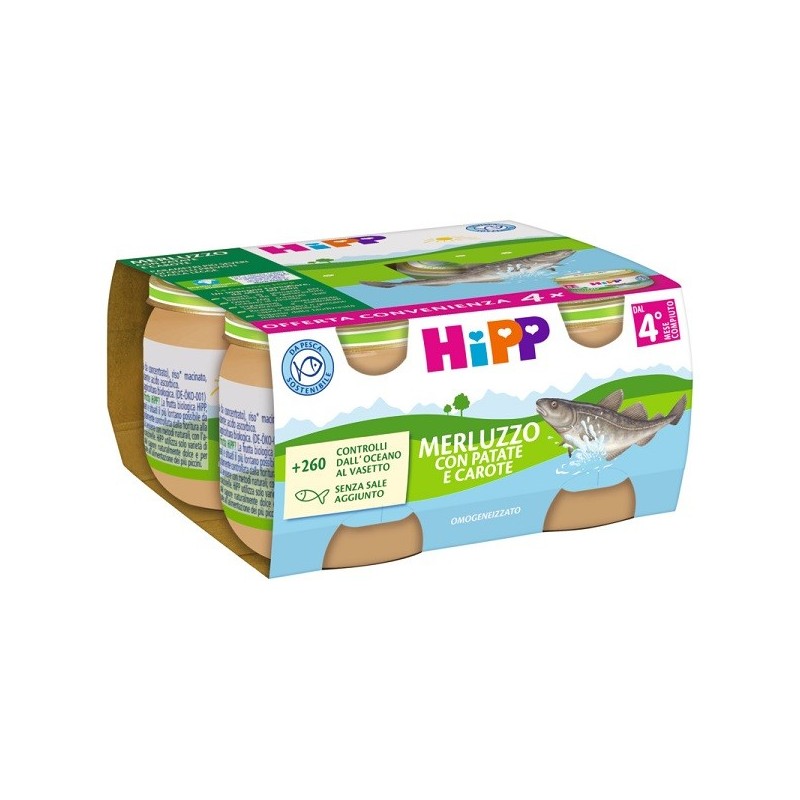 Hipp omogeneizzato merluzzo/patate/carote 4x80 g