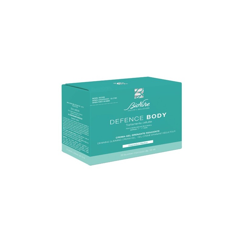 Defence body trattamento cellulite crema gel drenante riducente 30 bustine da 10 ml Defence body trattamento cellulite crema gel drenante riducente 30 bustine da 10 ml