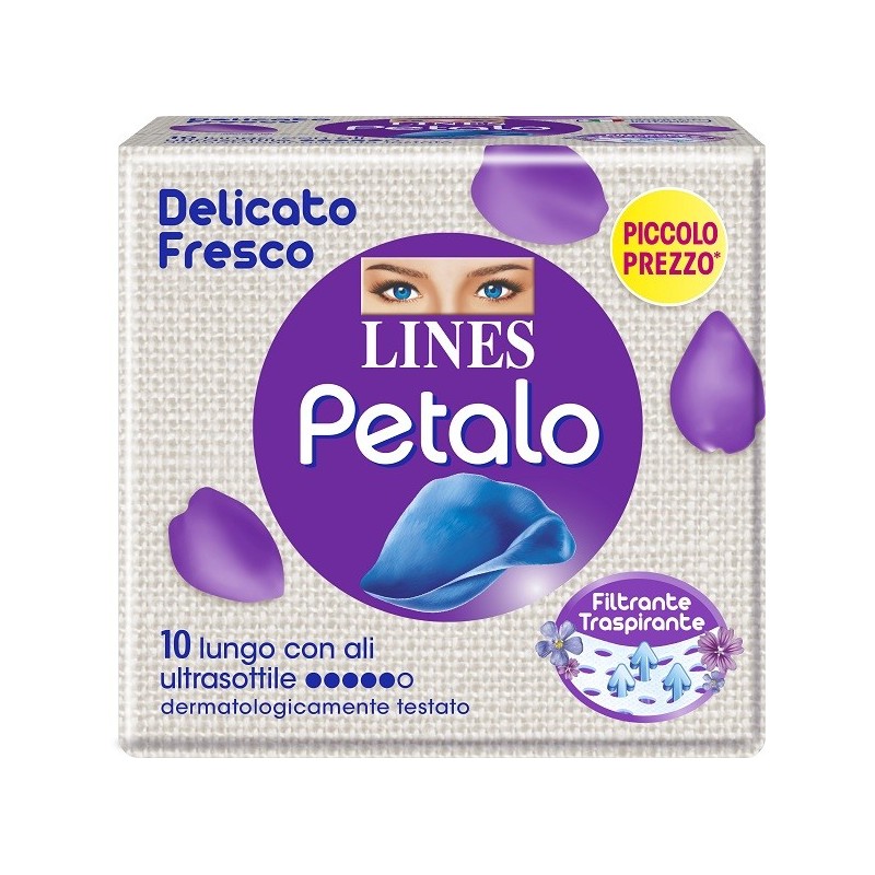 Lines petalo blu assorbente lungo con ali 10 pezzi