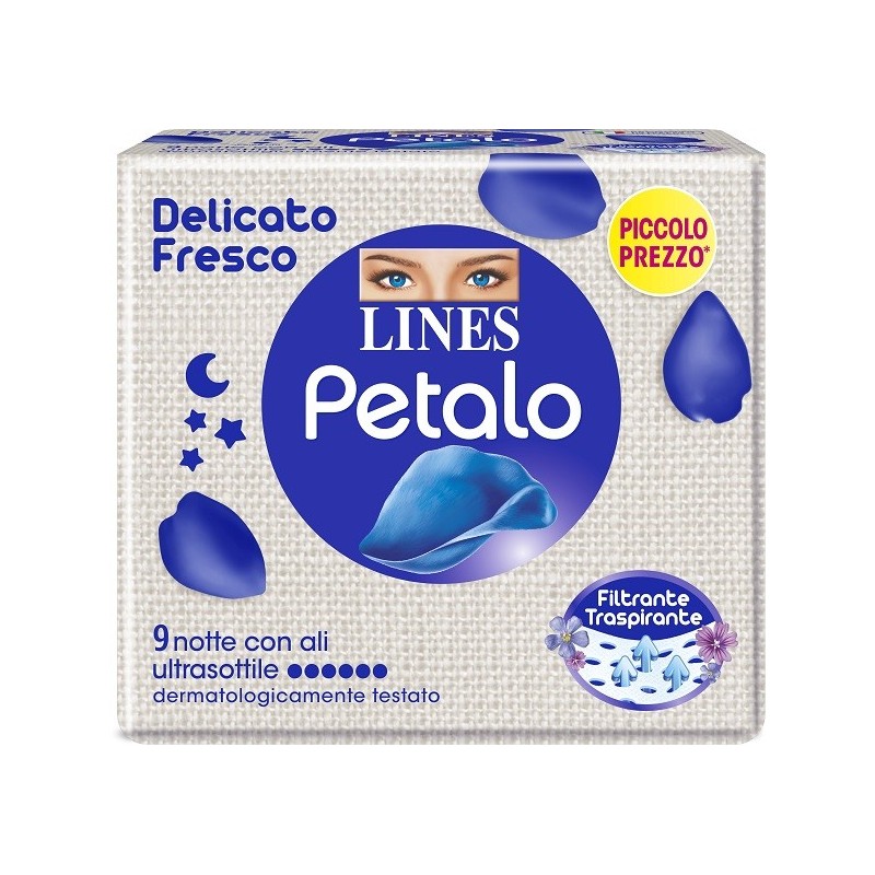 Lines petalo blu assorbente notte 9 pezzi