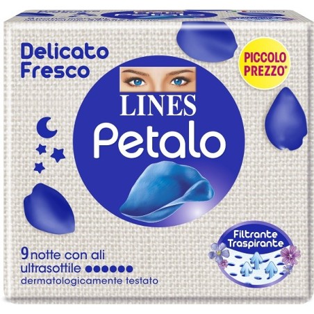 Lines petalo blu assorbente notte 9 pezzi