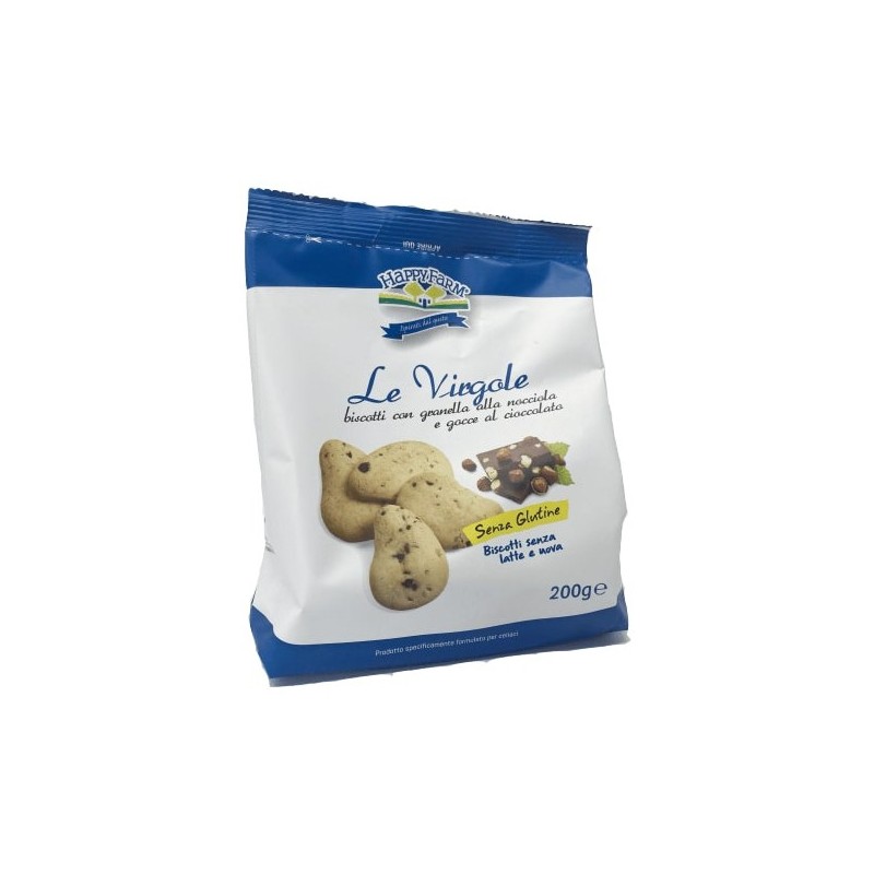 Happy farm virgole gocce cioccolata e granella nocciole 200g