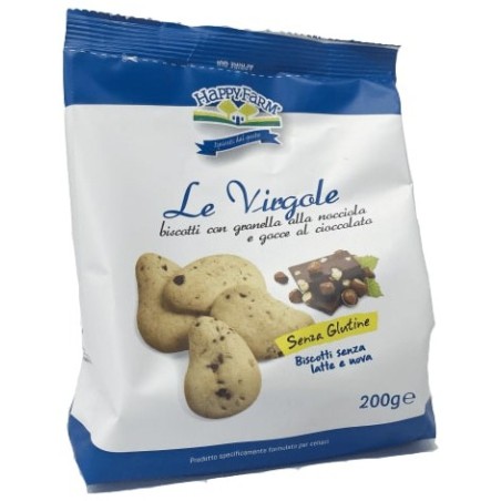 Happy farm virgole gocce cioccolata e granella nocciole 200g