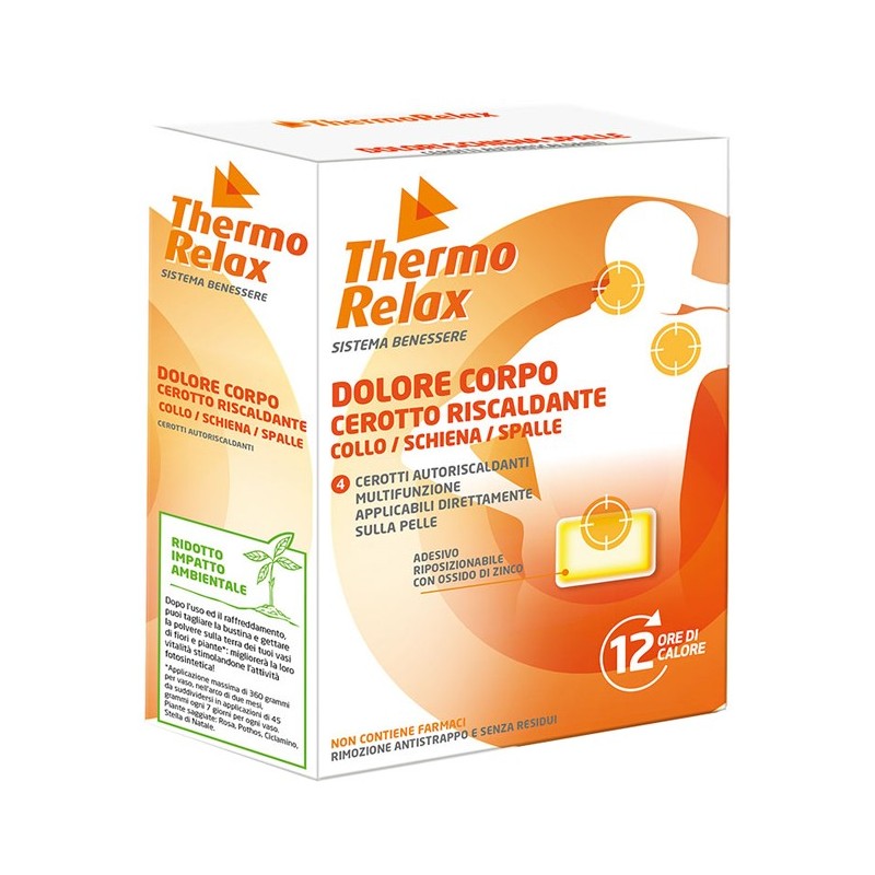 Thermorelax cerotto autoriscaldante dolore corpo collo/schiena/spalle 4 pezzi