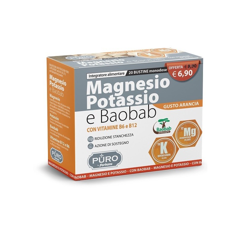 Puro magnesio potassio e baobab 20 bustine 4 g