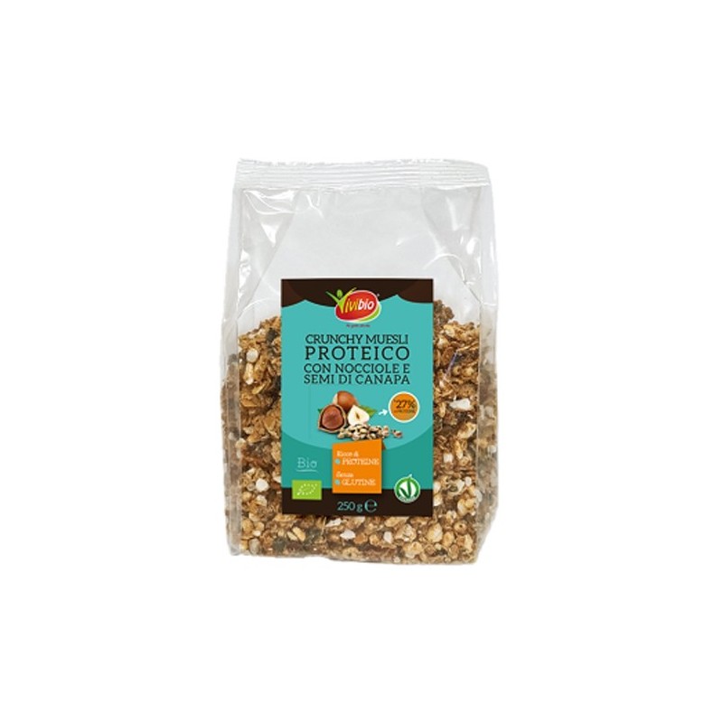 Vivibio crunchy proteico con nocciole e semi di canapa 250 g