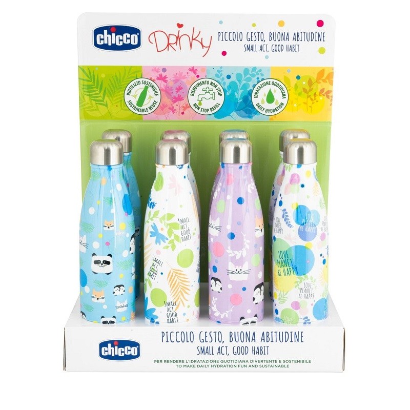 Chicco bottiglia inox da 500 ml display box Chicco bottiglia inox da 500 ml display box