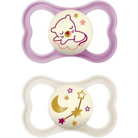 Mam air night succhietto 16+ mesi silicone femmina 2 pezzi