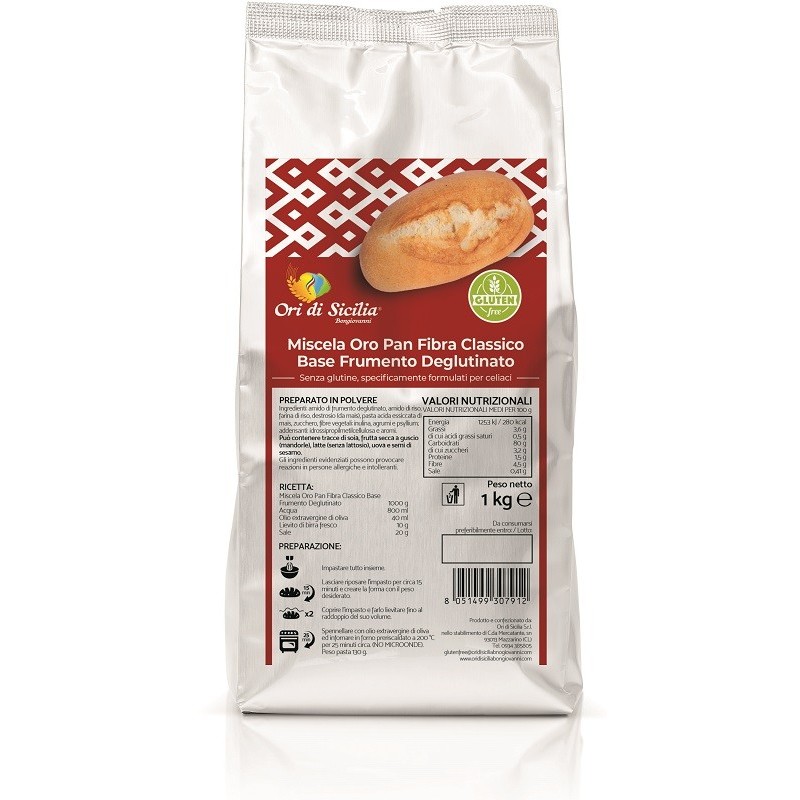 Ori di sicilia mix oro pan fibra classico base frumento deglutinato 1 kg Ori di sicilia mix oro pan fibra classico base frumento deglutinato 1 kg